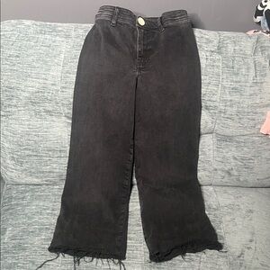 Black Frayed Hem Jeans